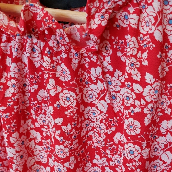 Red Floral Ruffle Dress - Picture 2 of 3